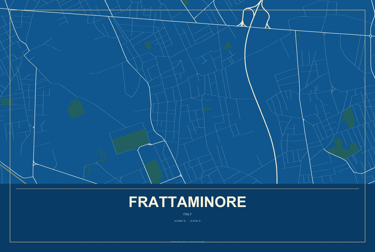 Frattaminore, Italy City Map Aluminum Sign in Harbor Cobalt style