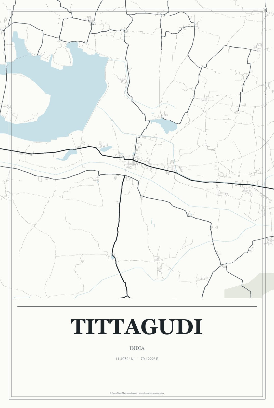 Tittagudi, India City Map Aluminum Sign in Gallery Air style