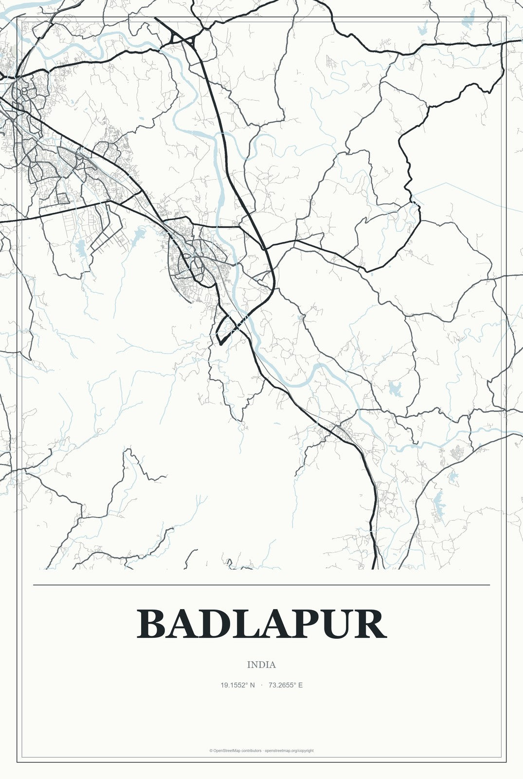 Badlapur, India City Map Aluminum Sign in Gallery Air style