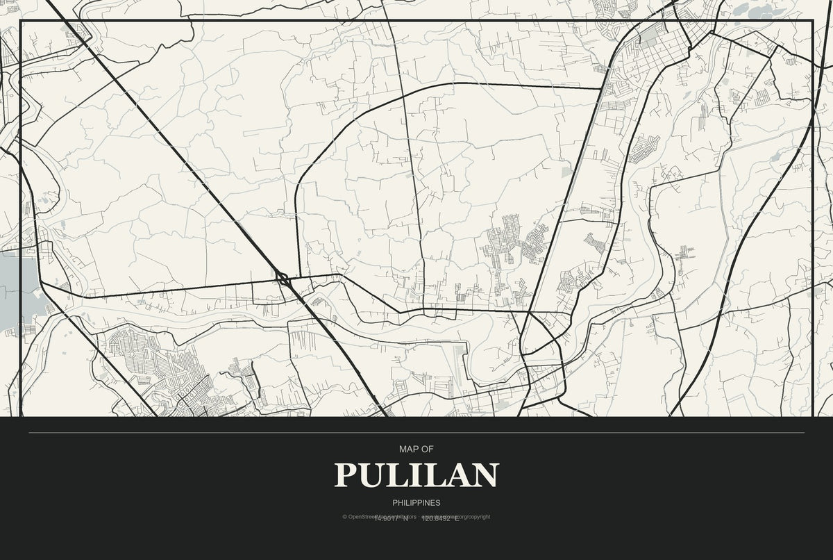 Pulilan, Philippines City Map Aluminum Sign in Museum Plaque style