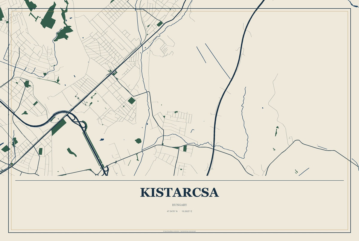 Kistarcsa, Hungary City Map Aluminum Sign in Coastal Cutout style