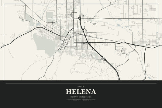 Helena, Montana City Map Aluminum Sign in Museum Plaque style