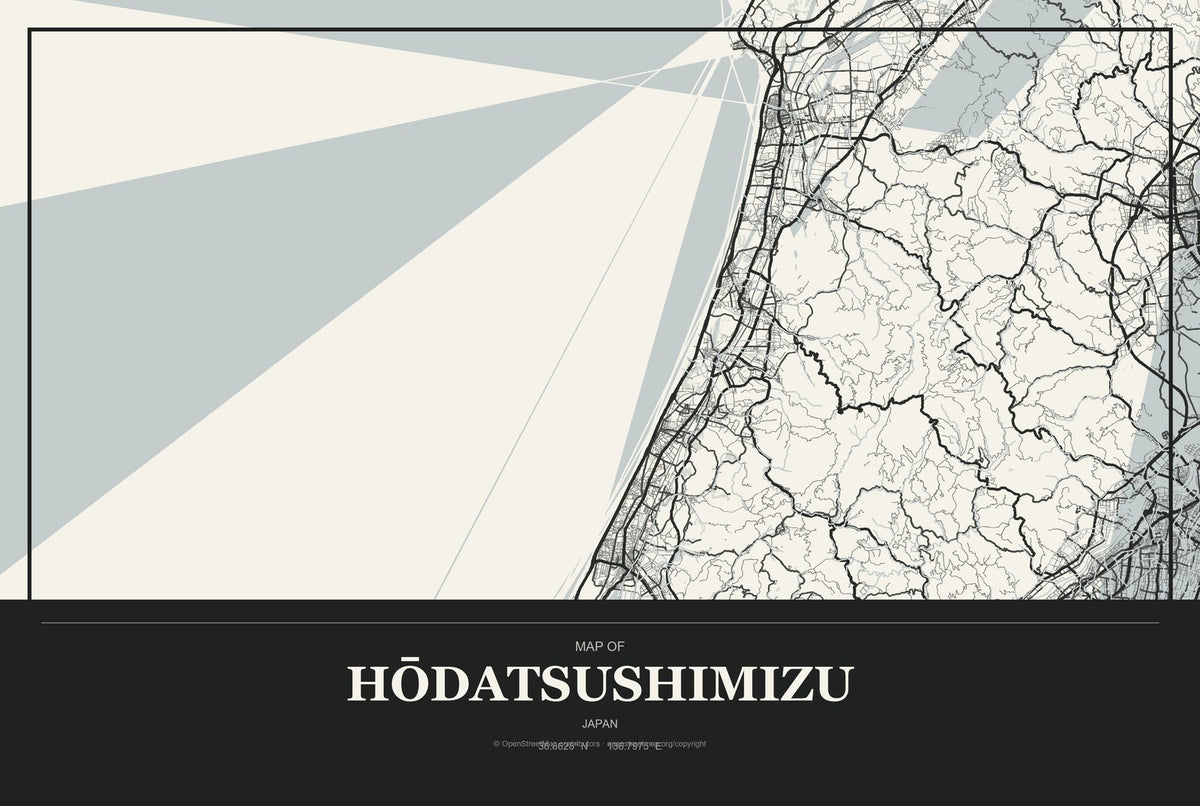 Hōdatsushimizu, Japan City Map Aluminum Sign in Museum Plaque style
