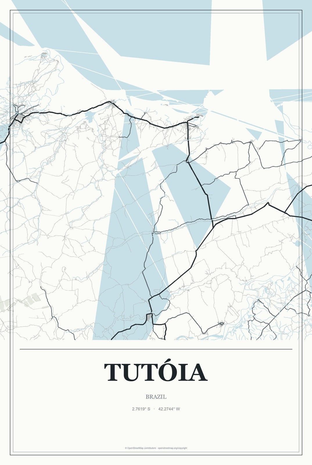 Tutóia, Brazil City Map Aluminum Sign in Gallery Air style