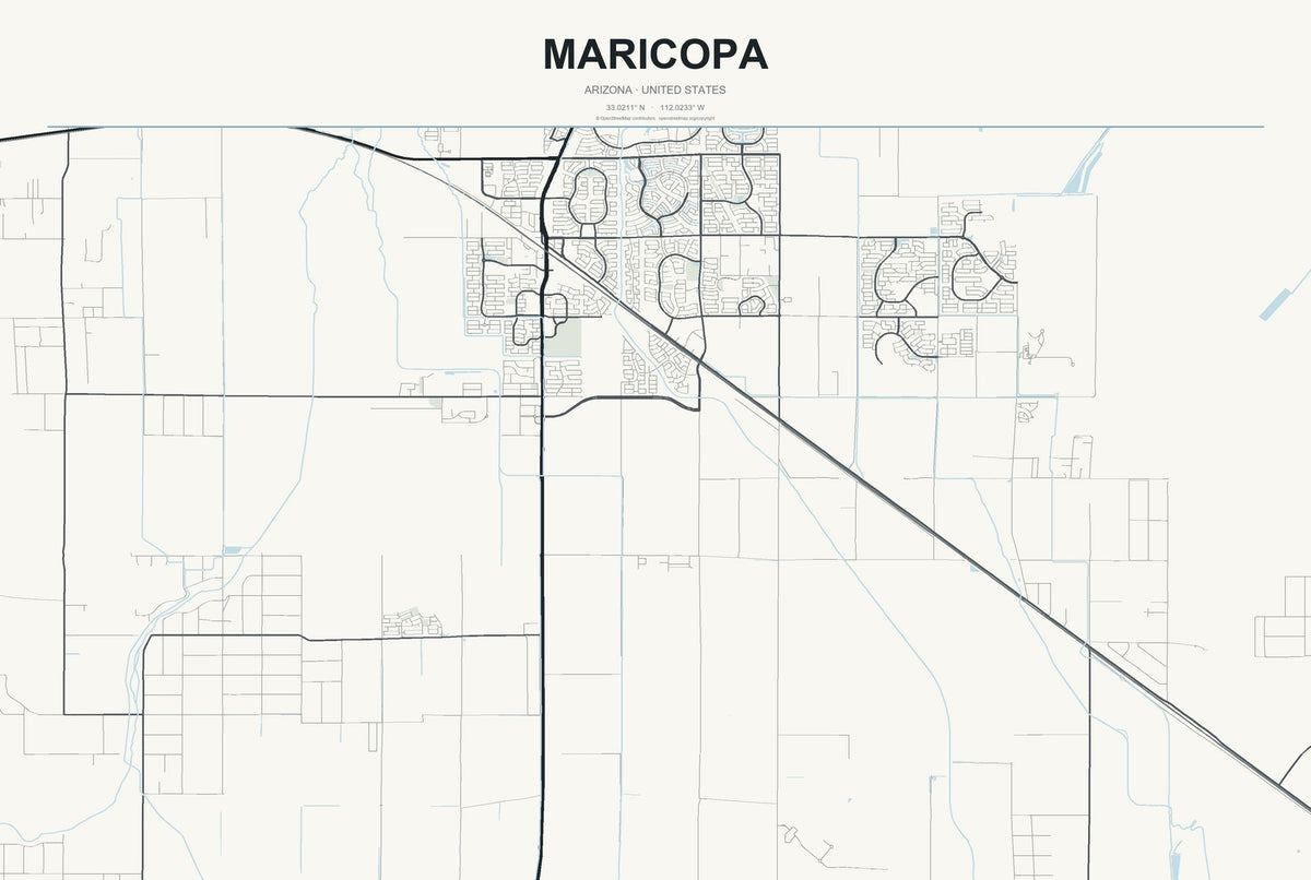 Maricopa, Arizona City Map Aluminum Sign in Headline Atlas style