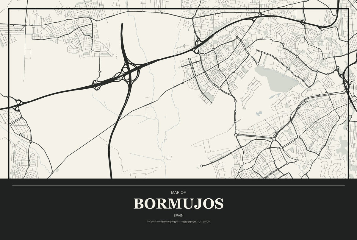 Bormujos, Spain City Map Aluminum Sign in Museum Plaque style