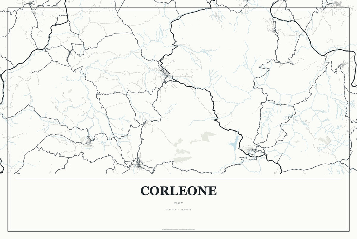 Corleone, Italy City Map Aluminum Sign in Gallery Air style