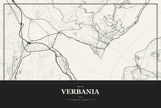 Verbania, Italy City Map Aluminum Sign in Museum Plaque style