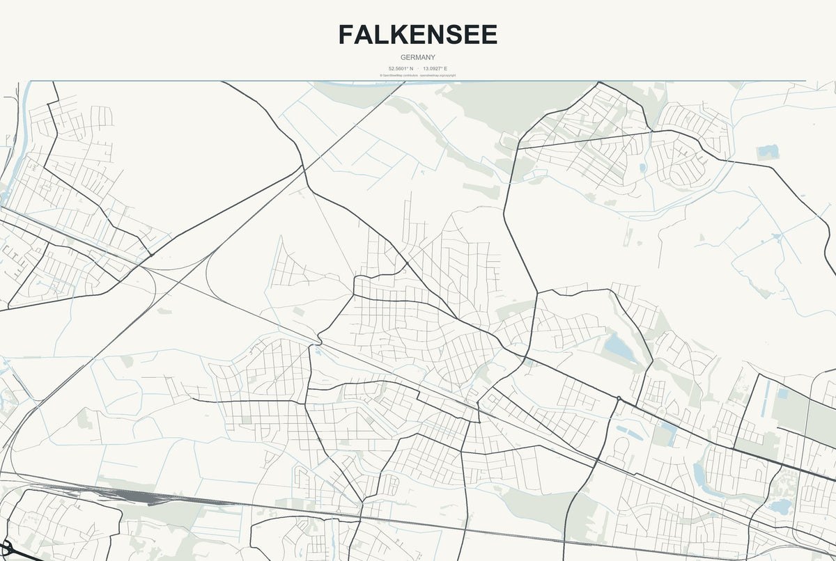 Falkensee, Germany City Map Aluminum Sign in Headline Atlas style