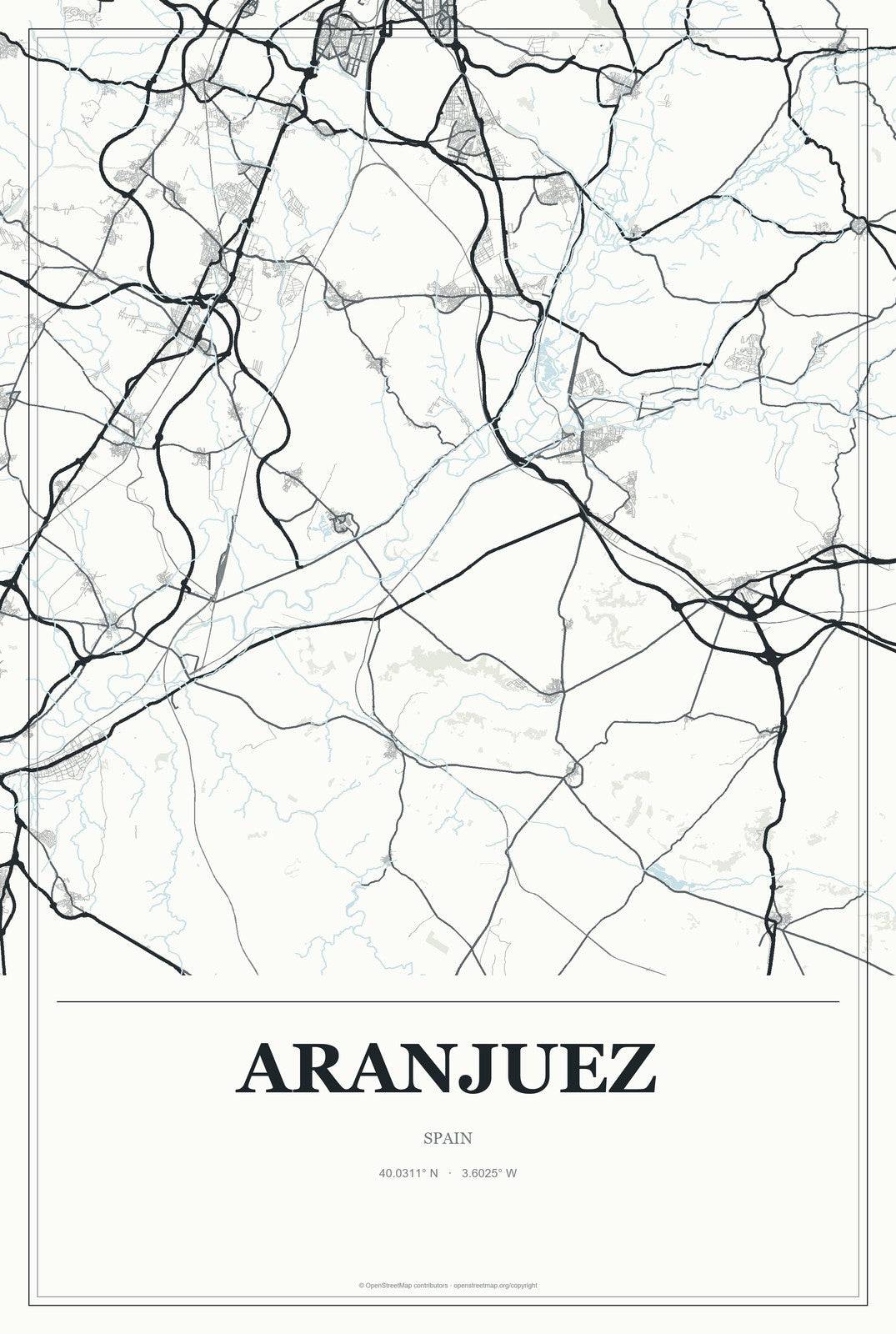 Aranjuez, Spain City Map Aluminum Sign in Gallery Air style