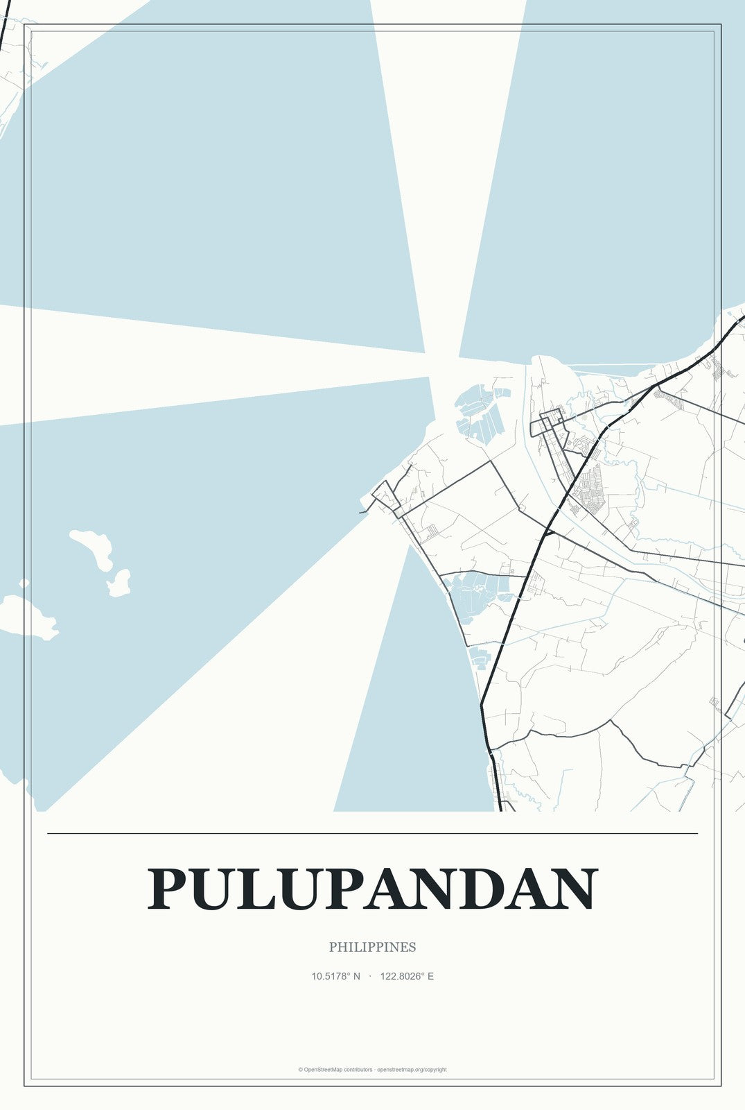 Pulupandan, Philippines City Map Aluminum Sign in Gallery Air style