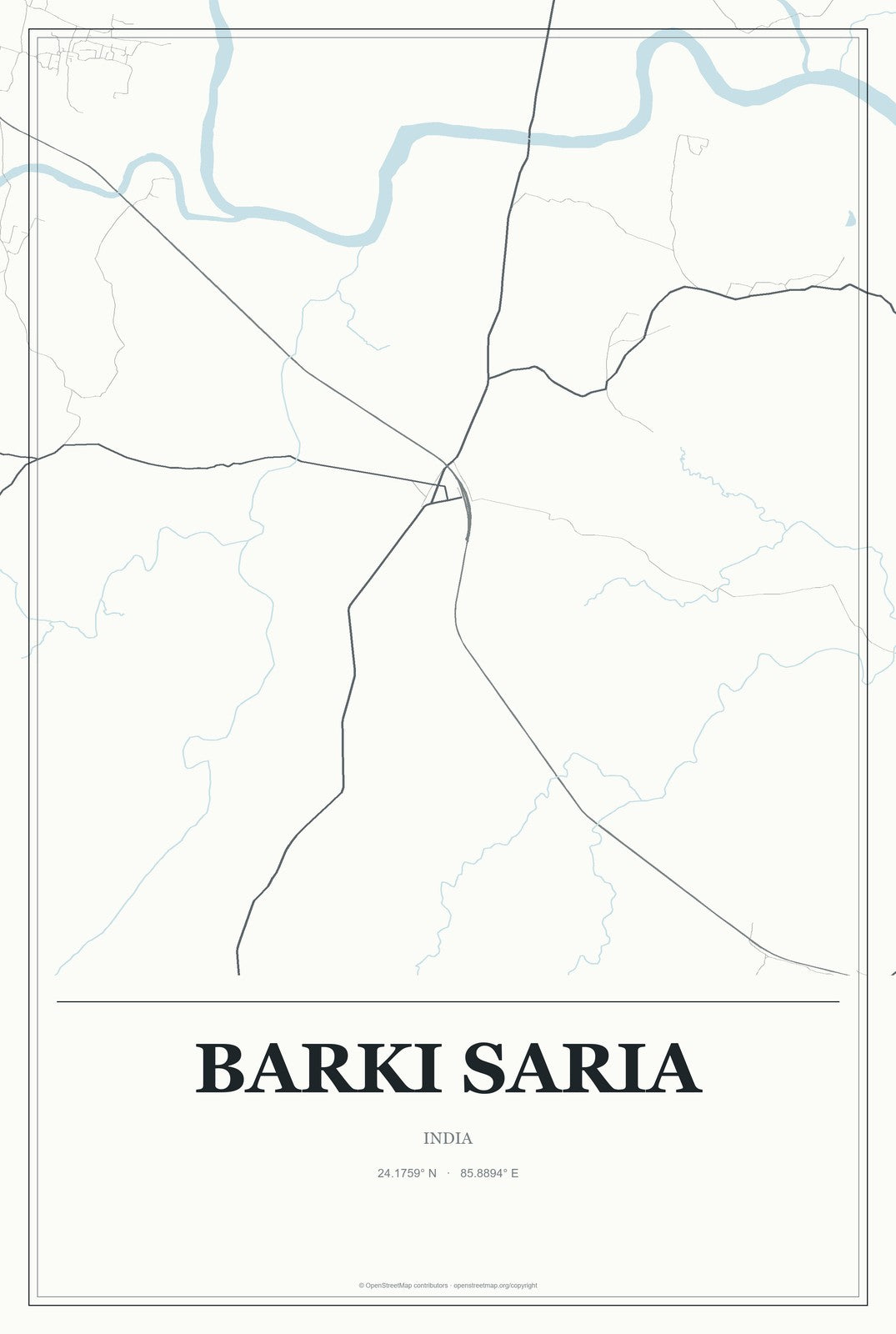 Barki Saria, India City Map Aluminum Sign in Gallery Air style