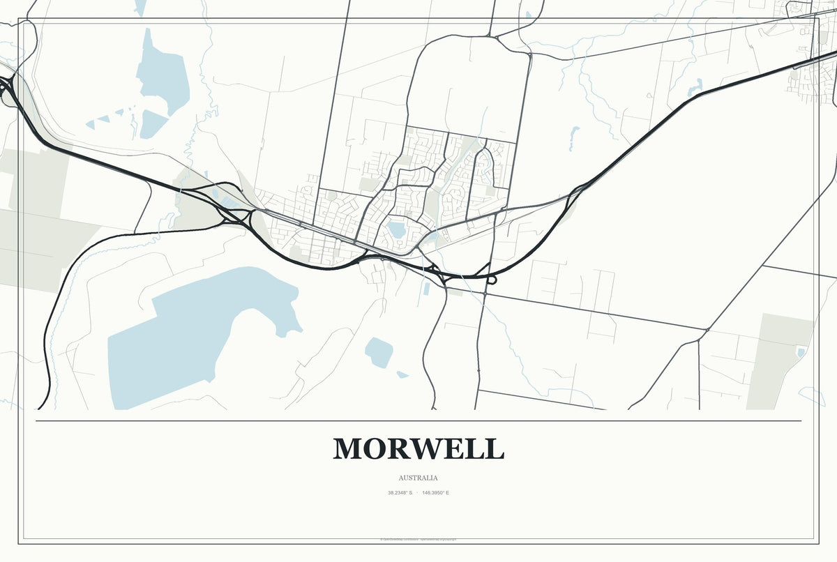 Morwell, Australia City Map Aluminum Sign in Gallery Air style