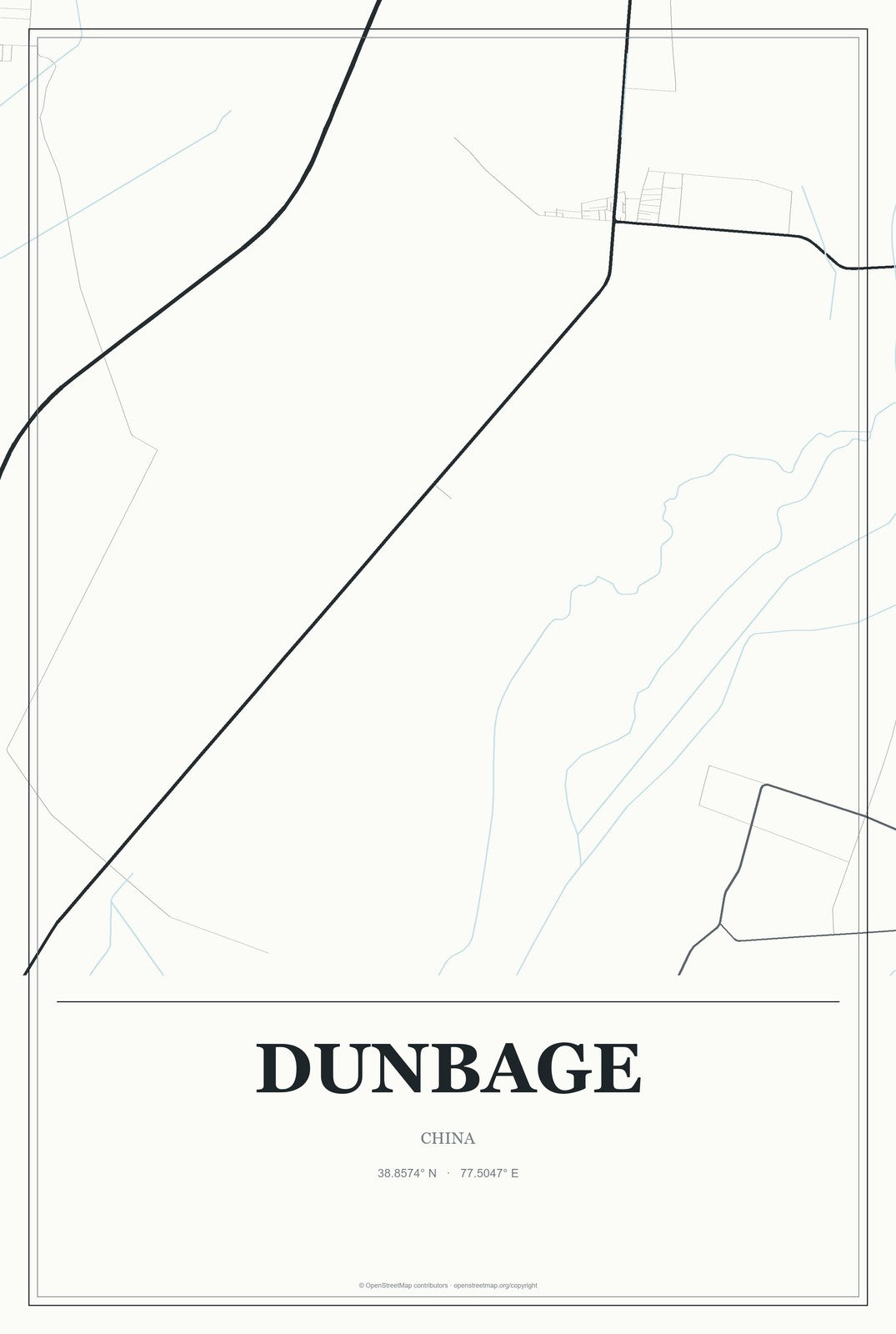 Dunbage, China City Map Aluminum Sign in Gallery Air style