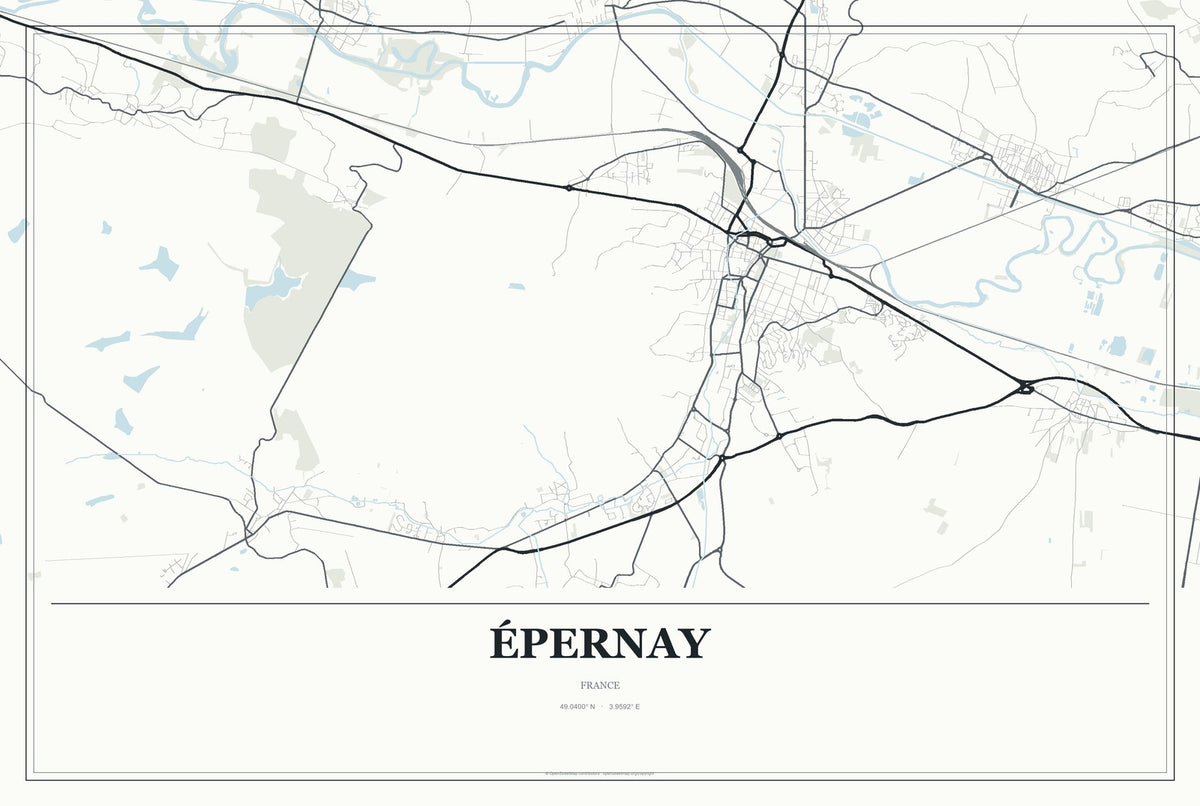 Épernay, France City Map Aluminum Sign in Gallery Air style