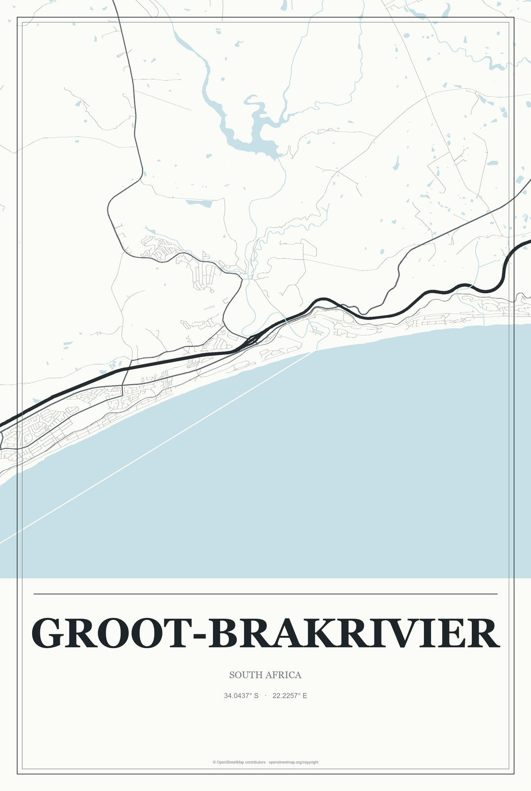 Groot-Brakrivier, South Africa City Map Aluminum Sign in Gallery Air style