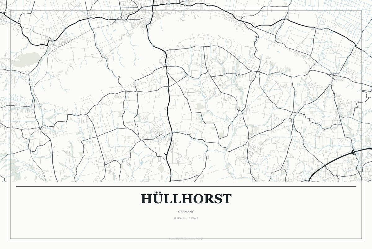 Hüllhorst, Germany City Map Aluminum Sign in Gallery Air style