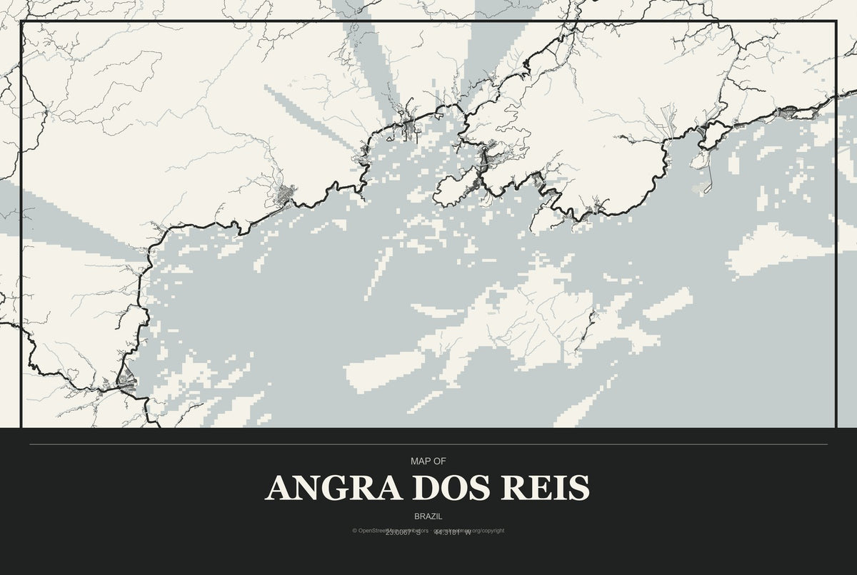 Angra dos Reis, Brazil City Map Aluminum Sign in Museum Plaque style