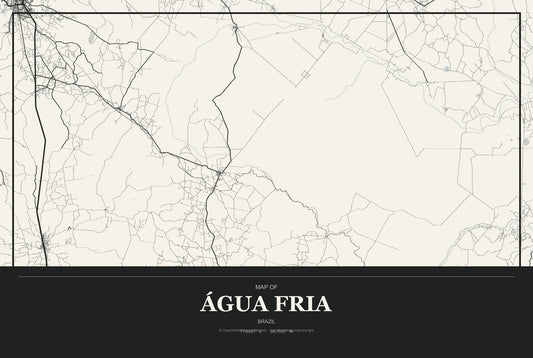 Água Fria, Brazil City Map Aluminum Sign in Museum Plaque style