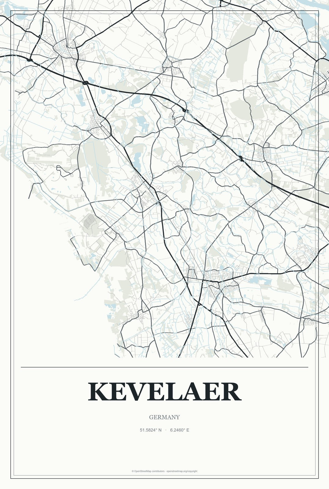 Kevelaer, Germany City Map Aluminum Sign in Gallery Air style
