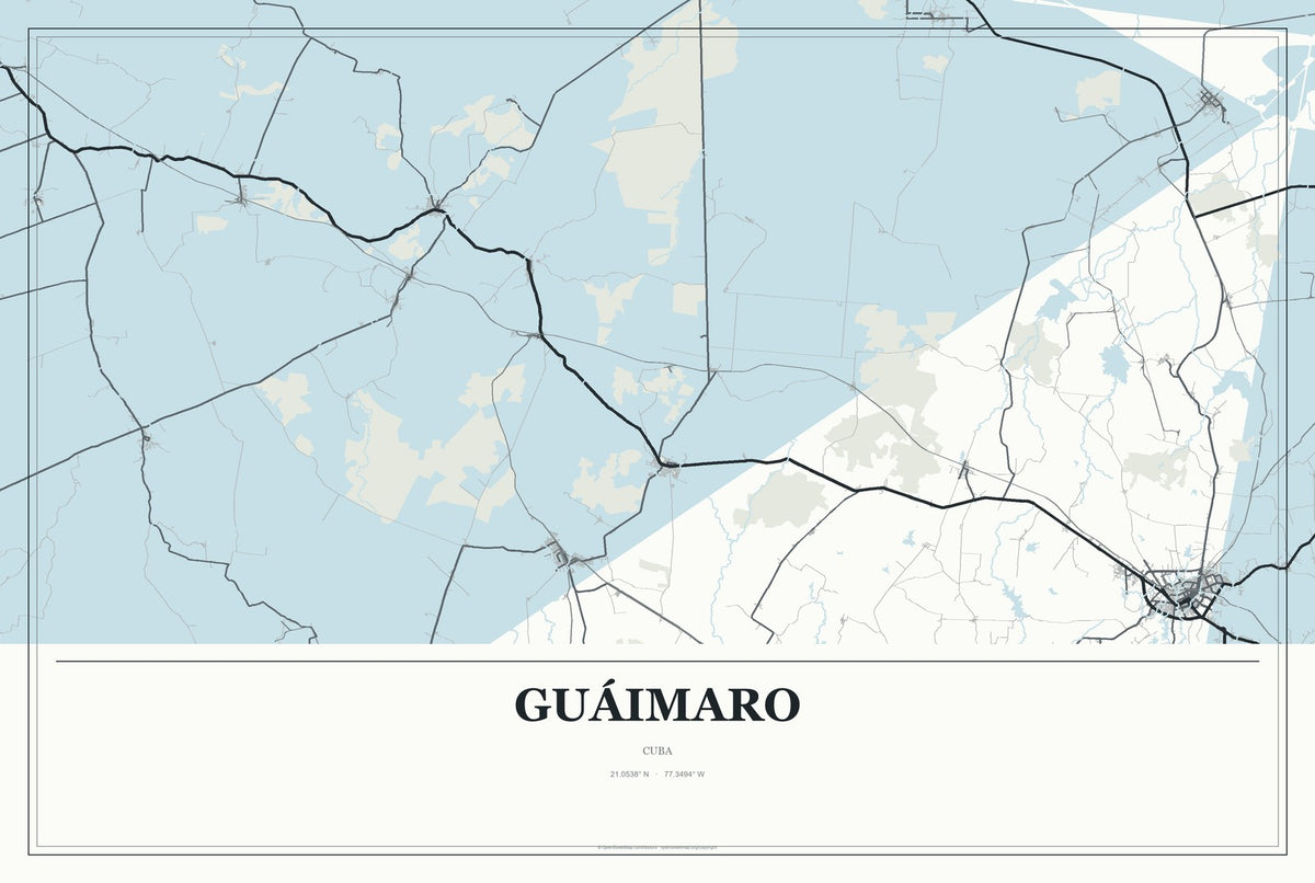 Guáimaro, Cuba City Map Aluminum Sign in Gallery Air style