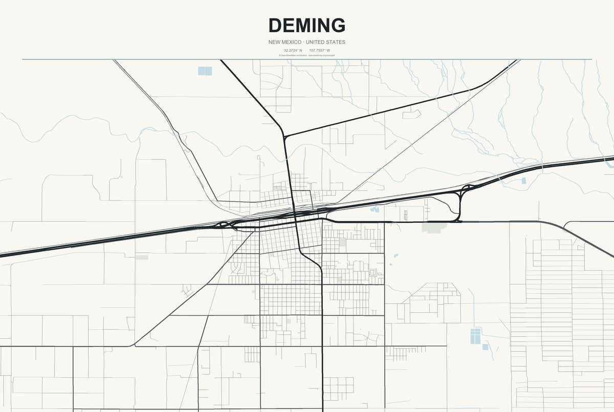 Deming, New Mexico City Map Aluminum Sign in Headline Atlas style
