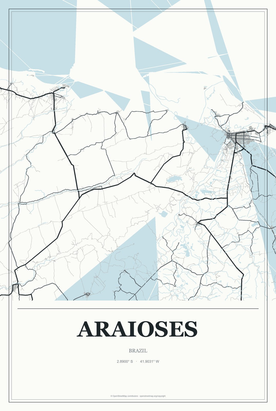 Araioses, Brazil City Map Aluminum Sign in Gallery Air style
