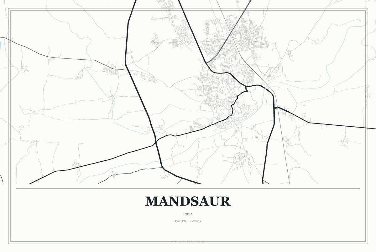 Mandsaur, India City Map Aluminum Sign in Gallery Air style