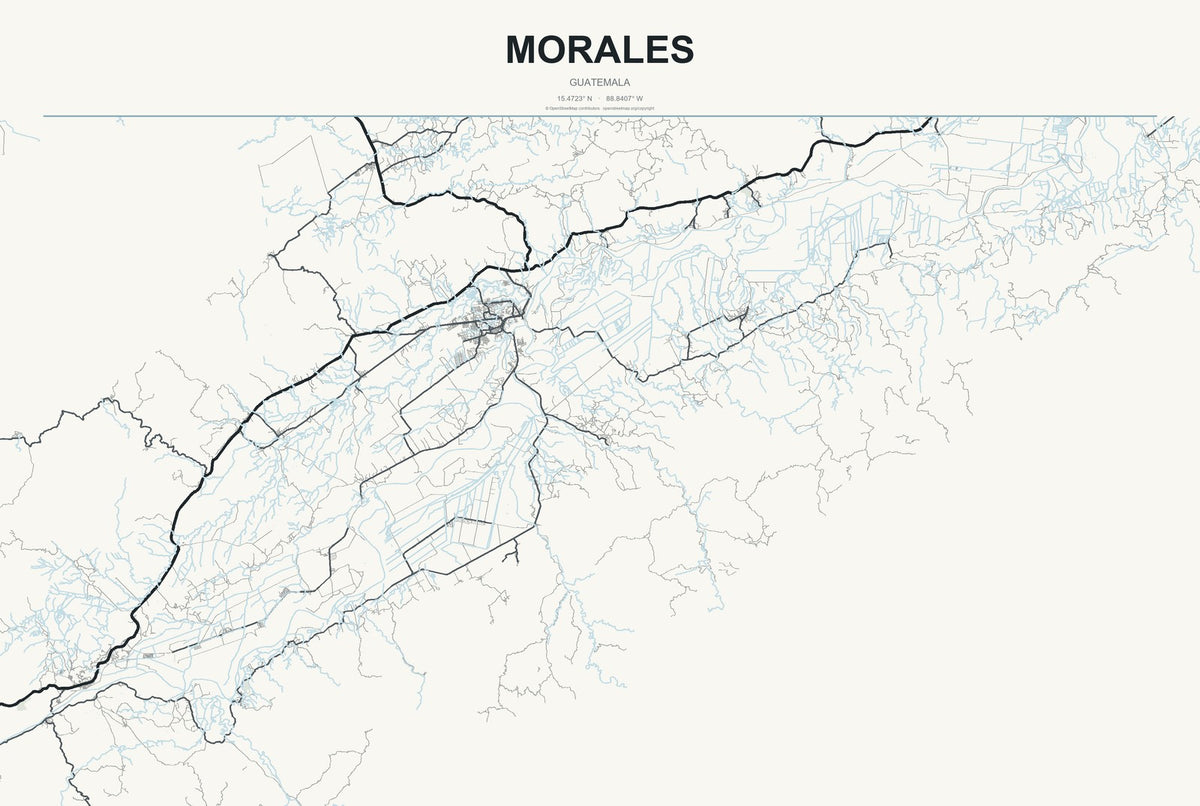 Morales, Guatemala City Map Aluminum Sign in Headline Atlas style