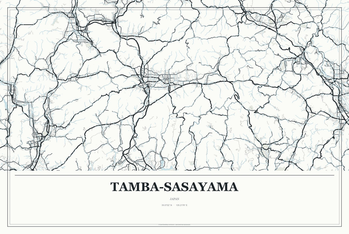 Tamba-Sasayama, Japan City Map Aluminum Sign in Gallery Air style