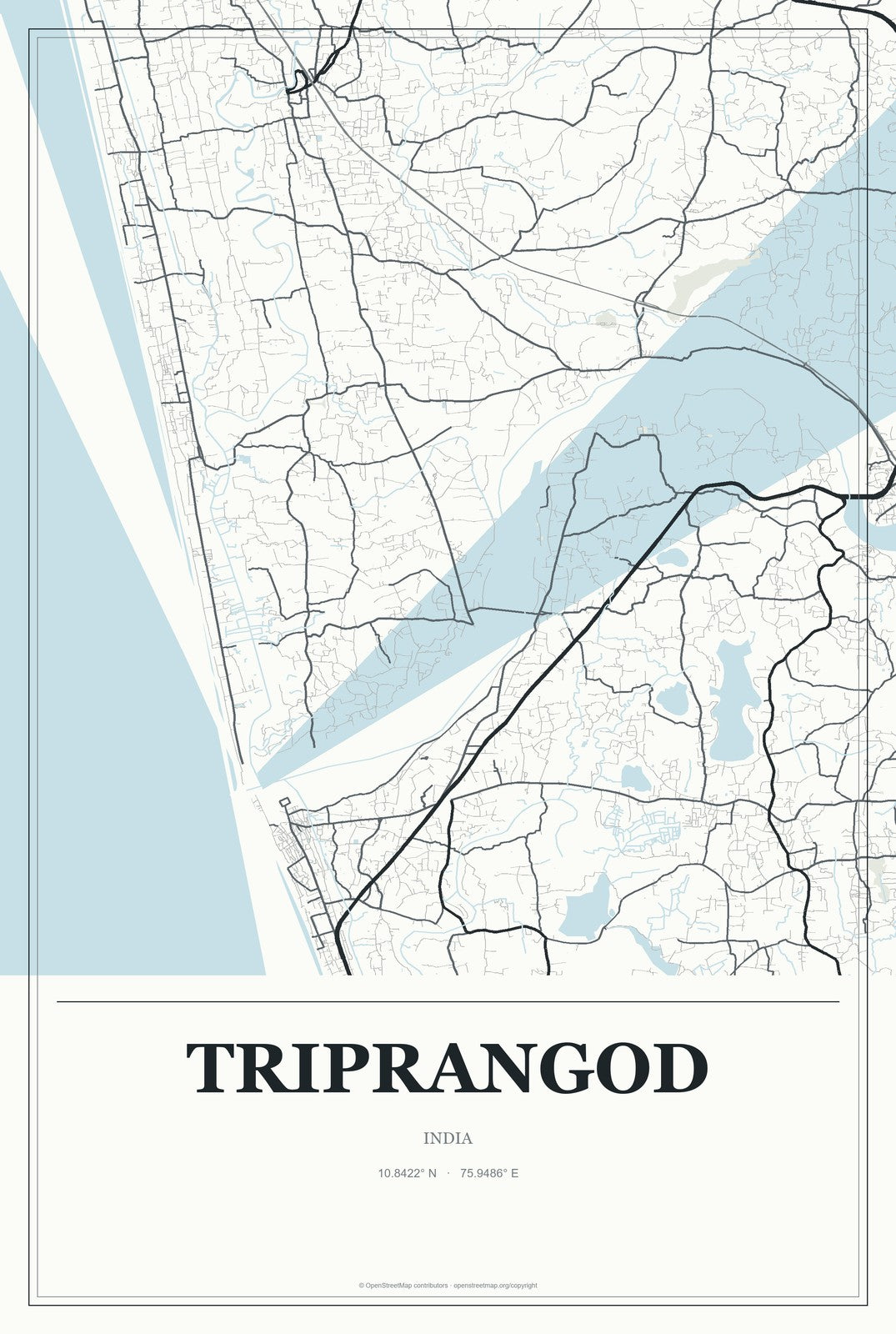 Triprangod, India City Map Aluminum Sign in Gallery Air style