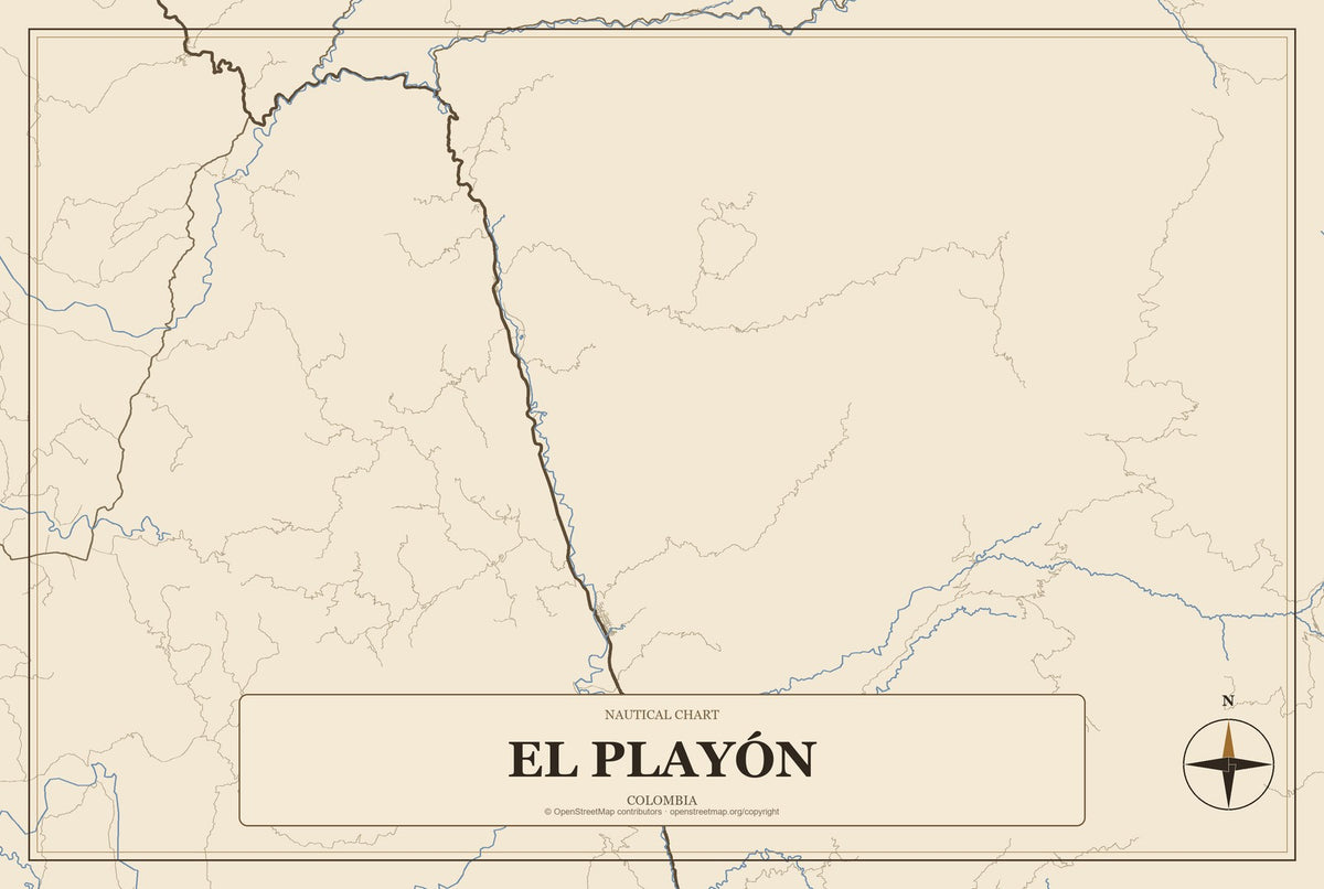El Playón, Colombia City Map Aluminum Sign in Heritage Nautical style