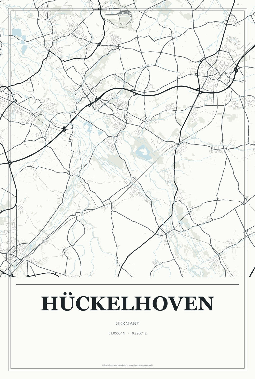 Hückelhoven, Germany City Map Aluminum Sign in Gallery Air style