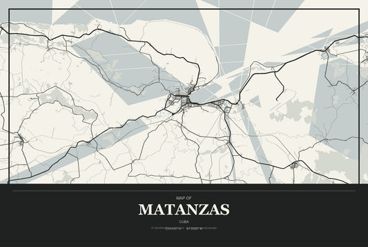 Matanzas, Cuba City Map Aluminum Sign in Museum Plaque style