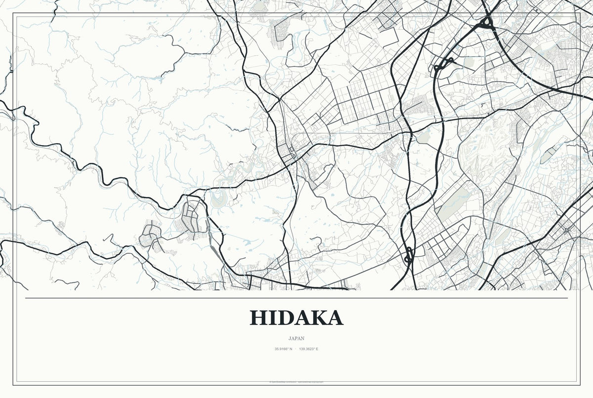 Hidaka, Japan City Map Aluminum Sign in Gallery Air style
