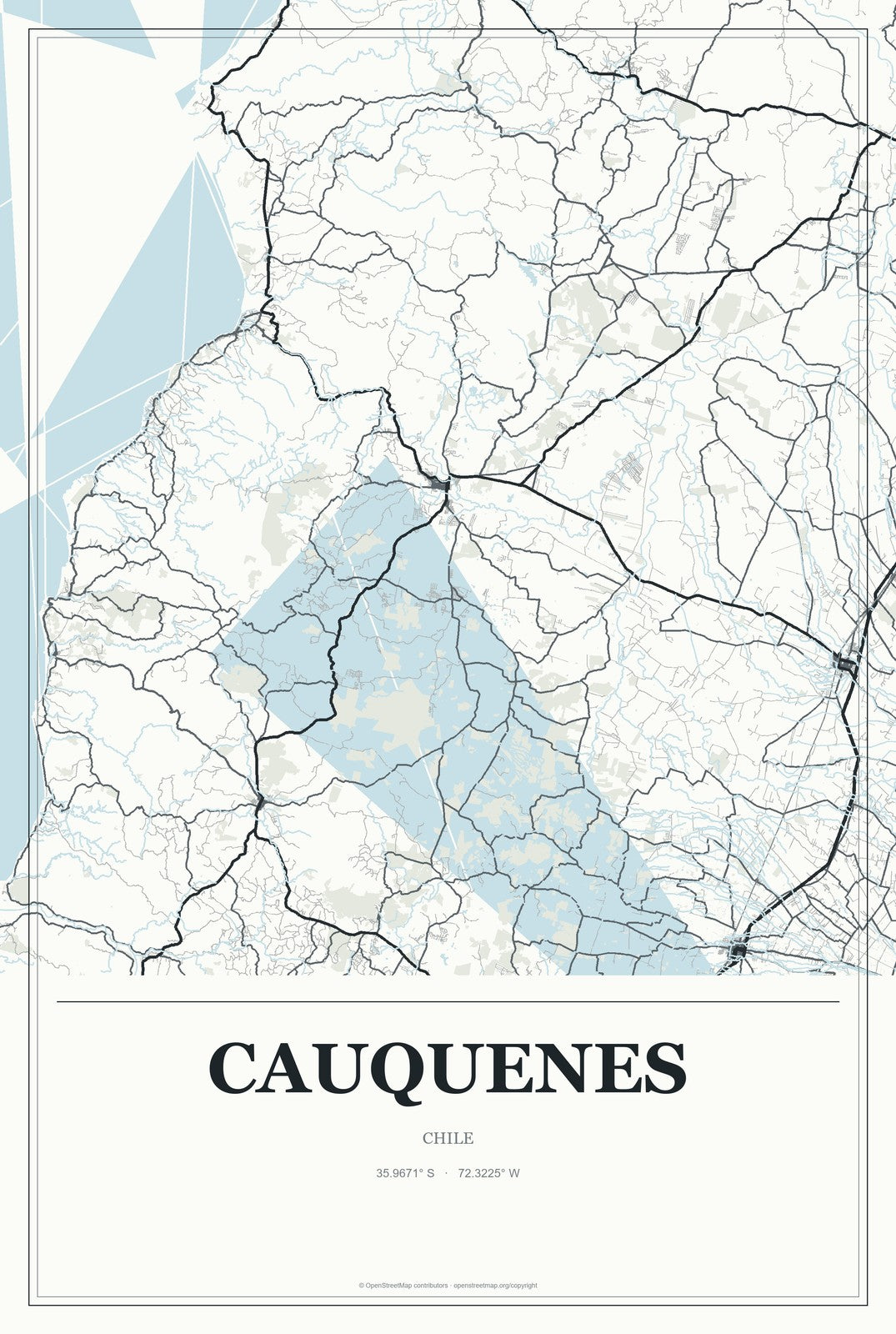 Cauquenes, Chile City Map Aluminum Sign in Gallery Air style
