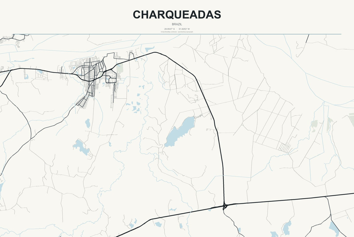 Charqueadas, Brazil City Map Aluminum Sign in Headline Atlas style