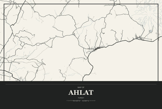 Ahlat, Turkey City Map Aluminum Sign in Museum Plaque style
