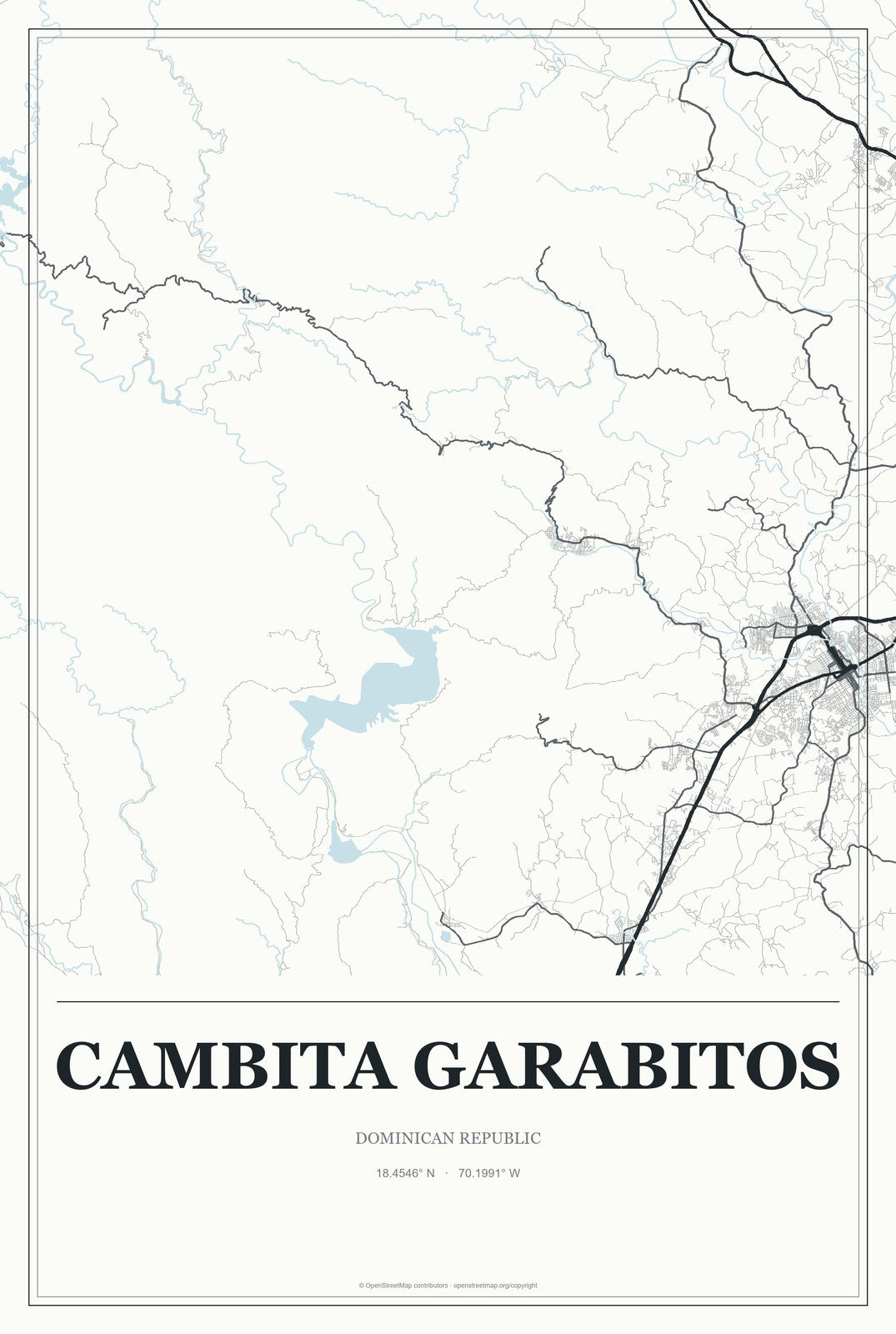 Cambita Garabitos, Dominican Republic City Map Aluminum Sign in Gallery Air style
