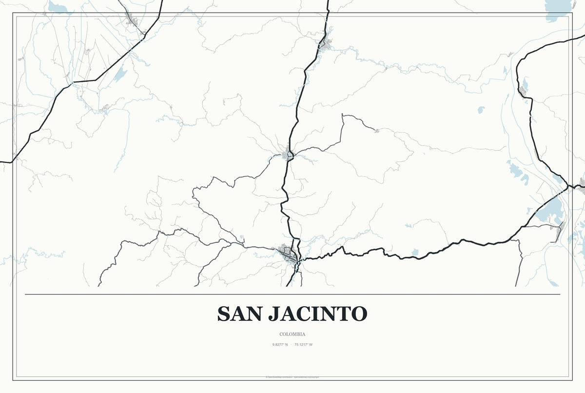 San Jacinto, Colombia City Map Aluminum Sign in Gallery Air style