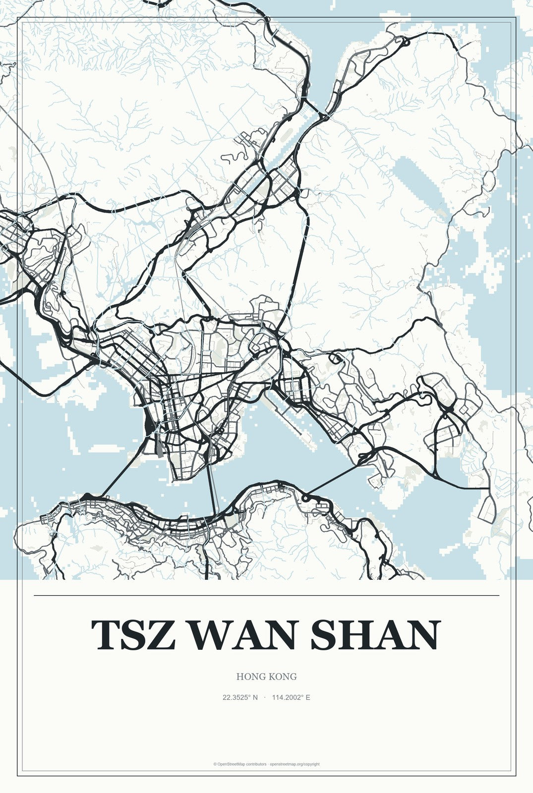 Tsz Wan Shan, Hong Kong City Map Aluminum Sign in Gallery Air style
