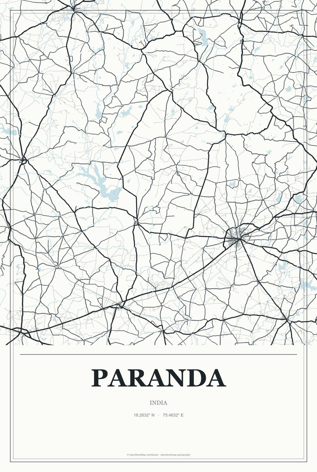 Paranda, India City Map Aluminum Sign in Gallery Air style
