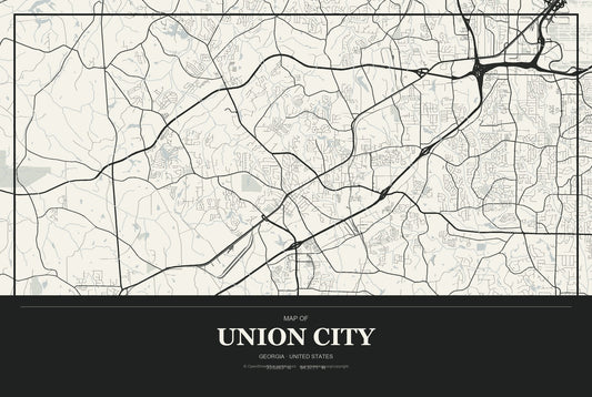 Union City, Georgia City Map Aluminum Sign in Museum Plaque style