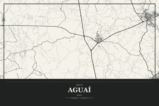 Aguaí, Brazil City Map Aluminum Sign in Museum Plaque style