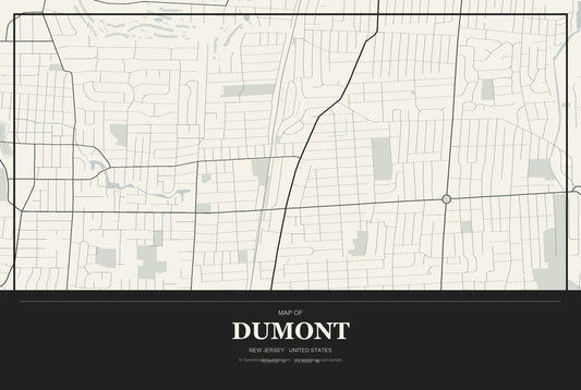 Dumont, New Jersey City Map Aluminum Sign in Museum Plaque style