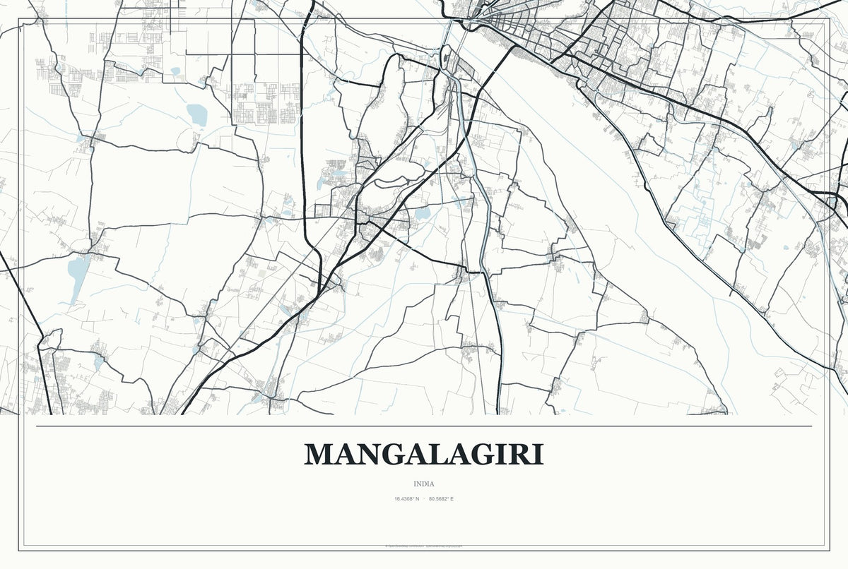 Mangalagiri, India City Map Aluminum Sign in Gallery Air style