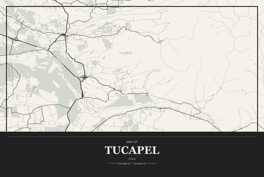 Tucapel, Chile City Map Aluminum Sign in Museum Plaque style