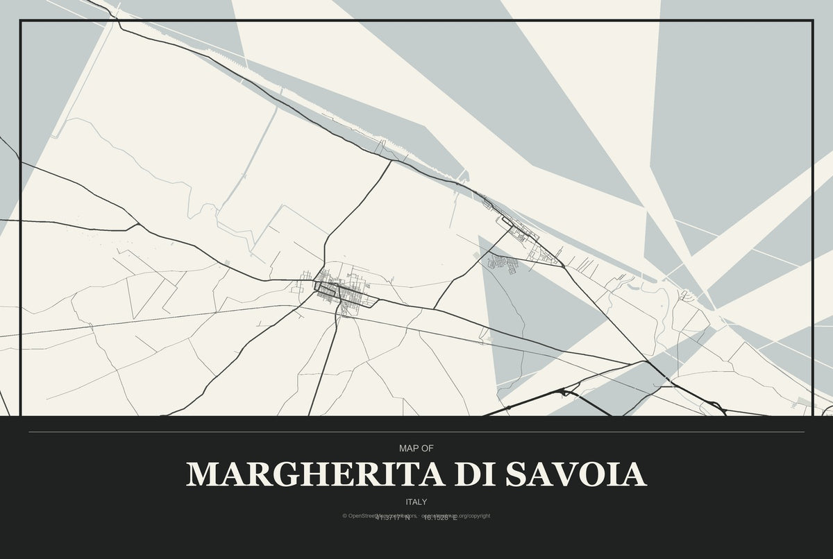 Margherita di Savoia, Italy City Map Aluminum Sign in Museum Plaque style