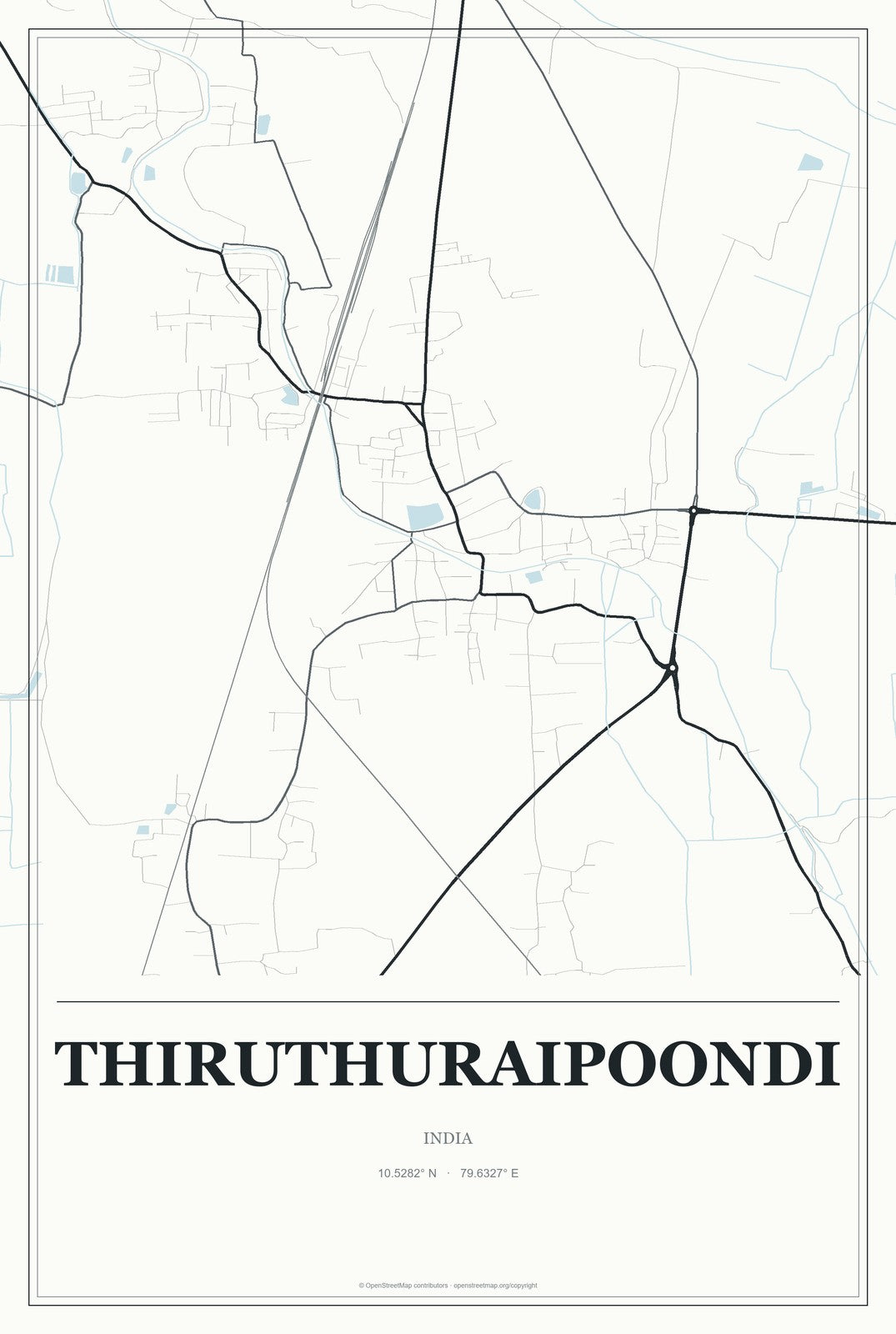 Thiruthuraipoondi, India City Map Aluminum Sign in Gallery Air style