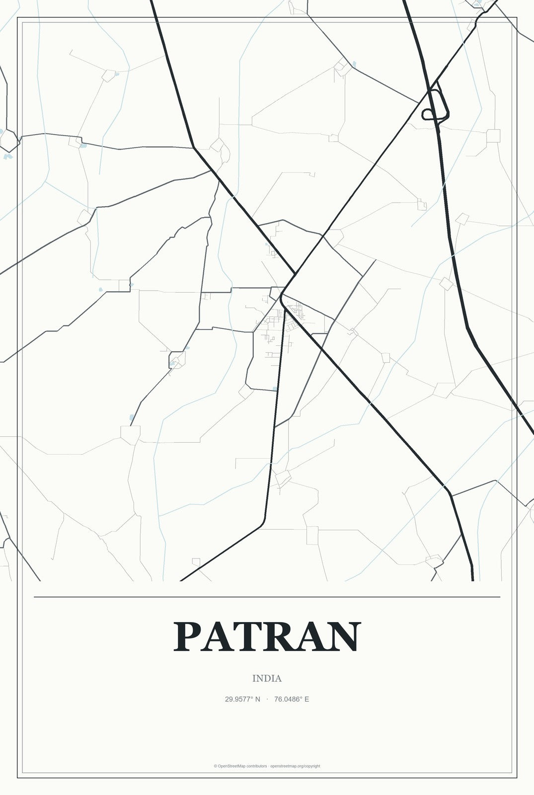 Patran, India City Map Aluminum Sign in Gallery Air style